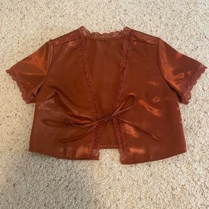 Princess Polly Vintage Tie Up Top Rust